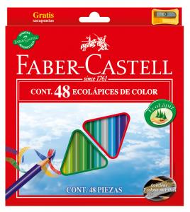 *Spalvoti pieštukai  Faber-Castell Eco, 48 spalvų + drožtukas