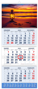 Pakabinamas kalendorius SAULĖLYDIS, 2024, 3 dalys