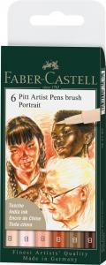 Rašikliai piešimui Faber-Castell PITT Artist Pen B, Portree, teptukiniai, 6 spalvos