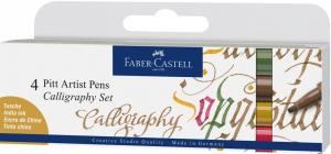 Rašikliai piešimui Faber-Castell PITT Artist Pen, 4 spalvų, kaligrafiniai