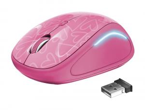 *Belaidė kompiuterio pelė Trust USB Yvi Fx, rožinės spalvos