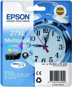 Epson No.27 XL kasečių rinkinys (C13T27154012), žydra, purpurinė, geltona kasetė rašaliniams spausdintuvams, 1100 psl.