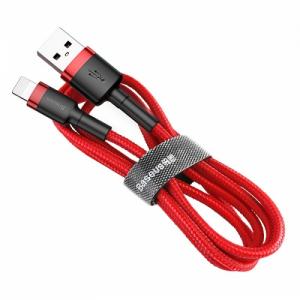 Kabelis Baseus USB2.0 A - IP lightning, 0.5 m, QC3.0 su nailoniniu šarvu Cafule raudonas/juodas