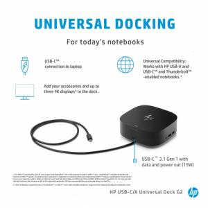 HP USB-C/A Universal Dock G2 Jungčių stotelė, Juoda