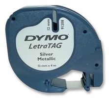 Etikečių juostelė Dymo LetraTag 12mm x4m , plastikinė, sidabrinės spalvos