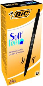 Bic Tušinukas Softfeel Clic 1.0 mm, juodas, pakuotėje 12 vnt. 914360