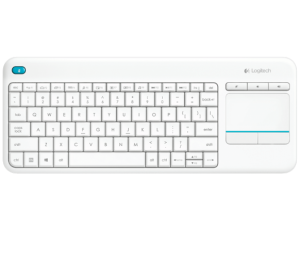 Logitech K400 Plus Touch Belaidė klaviatūra, RF Wireless, US, Balta