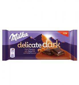 Šokoladas MILKA Delicate Dark, su sūdytais karamelės gabalėliais, 85g
