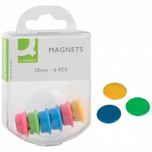 Magnetų rinkinys Q-Connect, 20mm, 6vnt., įvairių spalvų