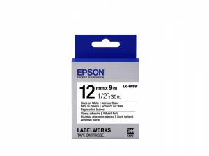 Epson LK-4WBW (C53S654016) Ženklinimo juostos kasetė, Strong Adhesive, Black on White (12mm, 9m)