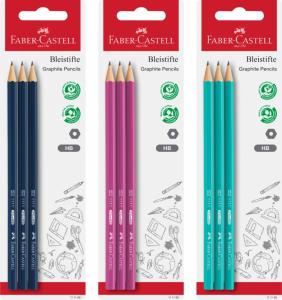 Pieštukas Faber-Castell 1111 HB 3vnt / pak. Spalvoti