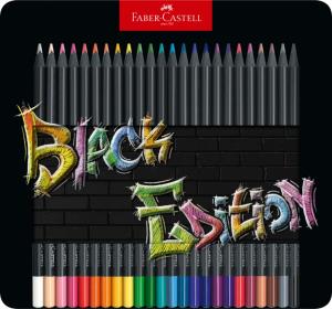 Spalvoti pieštukai Faber-Castell Black Edition, 24 pastelinių spalvų, metalinėje dėžutėje