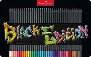 Spalvoti pieštukai Faber-Castell Black Edition, 36 pastelinių spalvų, metalinėje dėžutėje