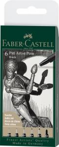 Rašikliai piešimui Faber-Castell Pitt Artist Pen #199, 6vnt (XXS,XS,S,F,M,1.5)