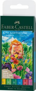 Teptukiniai rašikliai piešimui Faber-Castell Pitt Artist Pen, Springtime, 6 spalvų