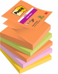 Lipnūs lapeliai užrašams 3M Post-it® Super Sticky, 76x76mm, 5blok. po 90lapų