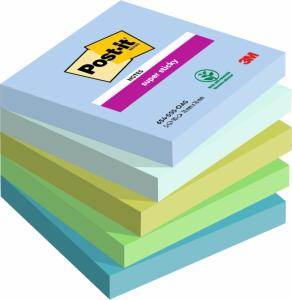 Lipnūs lapeliai užrašams 3M Post-it® Super Sticky Oasis, 76x76mm, 5 vnt. po 90 lapelių