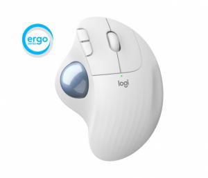 Pelė ergonominė Logitech M575, bevielis, Balta