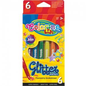 Flomasteriai su blizgučiais Colorino Kids Glitter, 6 spalvų