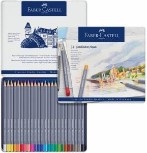 Spalvoti akvareliniai pieštukai Faber-Castell Goldfaber Aqua Creative Studio, 24 spalvų, metalinėje dėžutėje