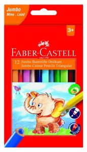 Spalvoti pieštukai Faber-Castell Jumbo, Tribriauniai, 12 spalvų