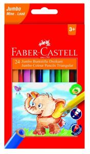 Spalvoti pieštukai Faber-Castell Jumbo, tribriauniai, 24 spalvų