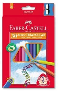 Spalvoti pieštukai Faber-Castell Jumbo 30-spalvų trikampiai+drožtukas