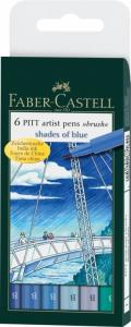 *Teptukinių rašiklių rinkinys Faber-Castel India ink PlTT, mėlynų spalvų, 6 vnt