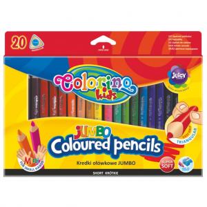 **Spalvoti pieštukai Colorino Kids JUMBO, trikampiai, trumpi, 20 spalvų