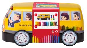 *Rinkinys Faber-Castell mokyklinis autobusas: 33 flomasteriai + 10 spaustukų