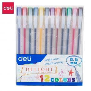 Geliniai rašikliai DELI Delight 0.5mm, 12 spalvų