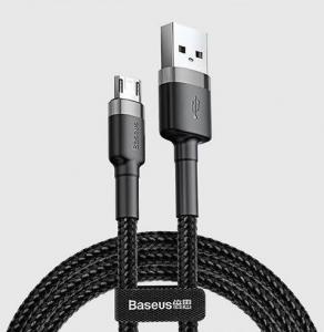 USB kabelis Baseus Cafule, microUSB, 1.0m, 2.4A, pilkas-juodas CAMKLF-BG1