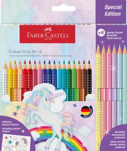 Spalvoti pieštukai Faber-Castell Colour Grip Unicorn 18+6 spalvos