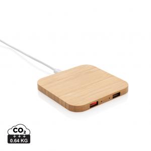 Bamboo 5W wireless charger with USB