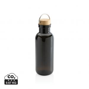 RCS RPET bottle with bamboo lid and handle