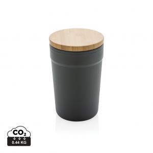 GRS certified recycled PP mug with bamboo lid