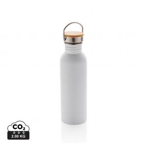 Modern stainless steel bottle with bamboo lid