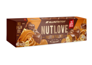 Proteininiai šokoladiniai saldainiai NUTLOVE ALLNUTRITION su karamele ir riešutais, 48 g