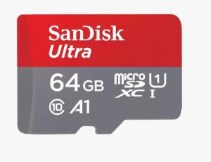 Atminties kortelė SanDisk Ultra microSDXC 64GB + SD Adapter 140MB/s A1 Class 10 UHS-I, Red