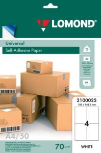 Lipnus popierius lipdukams Lomond Self-Adhesive Universal Labels, 4/105x148,5, A4, 50 lapų, Balta