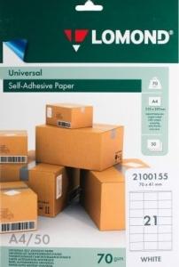 Lipnus popierius lipdukams Lomond Self-Adhesive Universal Labels, 21/70x41, A4, 50 lapų, Balta