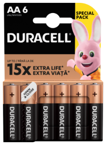 Baterijos DURACELL AA, LR6, 6vnt