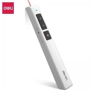 Valdymo pultelis, lazerinė rodyklė DELI USB, raudonas lazeris iki 100m, baltos spalvos