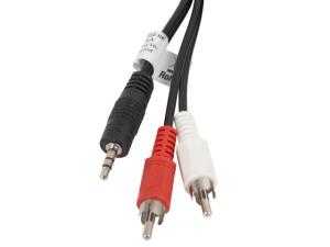 Lanberg CA-MJRC-10CC-0050-BK audio kabelis Mini Jack 3.5 mm, 2 x RCA (Chinch), 5 m, Juoda