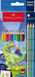 Akvareliniai pieštukai Faber-Castell Colour Grip Dinosaurus, 10+3 spalvos