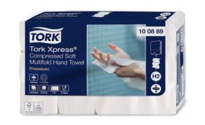Tork Xpress Soft Multifold suspausti minkšti popieriniai rankšluosčiai, H2 100889, 2  sl., 225 serv., 22,2x24 cm, balta sp.
