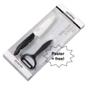 Kyocera FK-110WHCP10NBK Utility Knife & Peeler Rinkinys, peilis (11 cm ašmenys) ir skustukas, Juoda