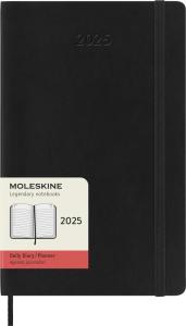 Kalendorius-užrašų knygutė Moleskine 2025 m, 13x21 cm, diena puslapyje, minkštu viršeliu, juodos spalvos