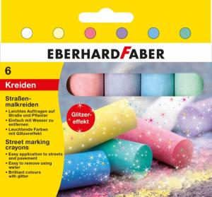 Spalvota kreida EberhardFaber, apvali, su blizgučiu, 6vnt, įvairių spalvų