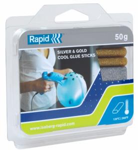 *Klijų lazdelės pistoletui Rapid Oval, 95mm, 125g, sidabrinės/auksinės spalvos, pakuotėje 18 vnt.